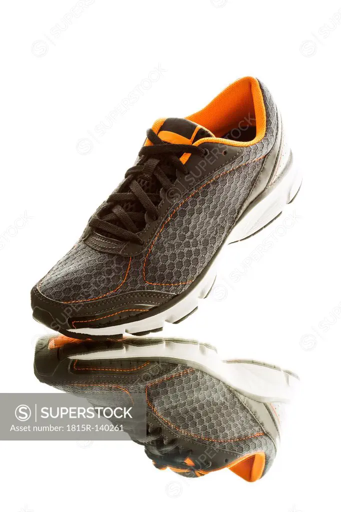 Running shoe on white background, close up