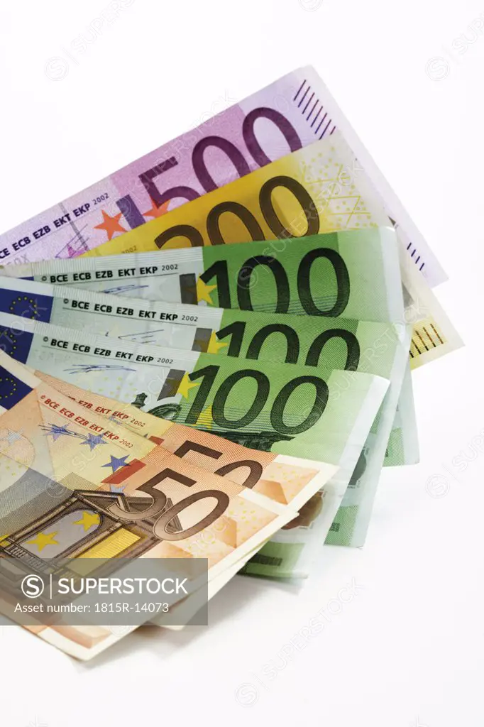 Euro bank notes, close-up