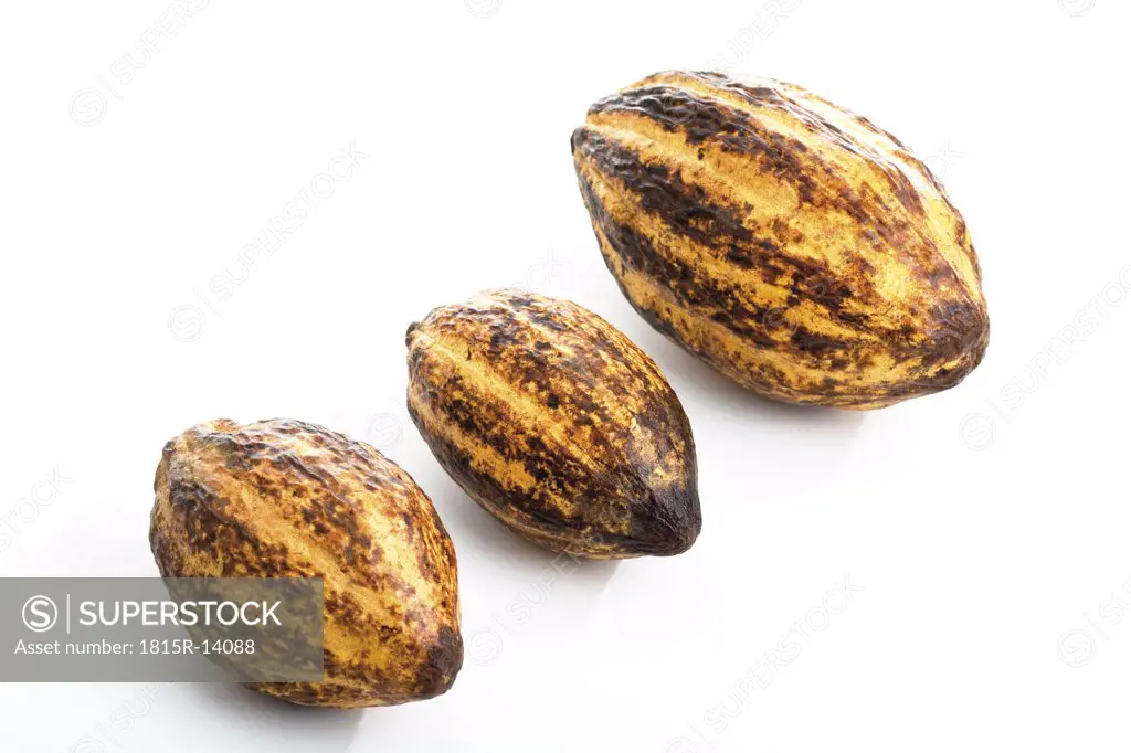 Three cocoa husks side by side