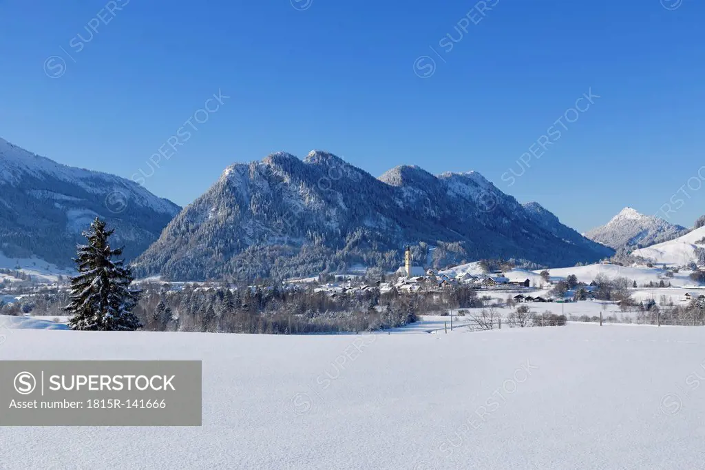 Germany, Bavaria, View of Pfronten village