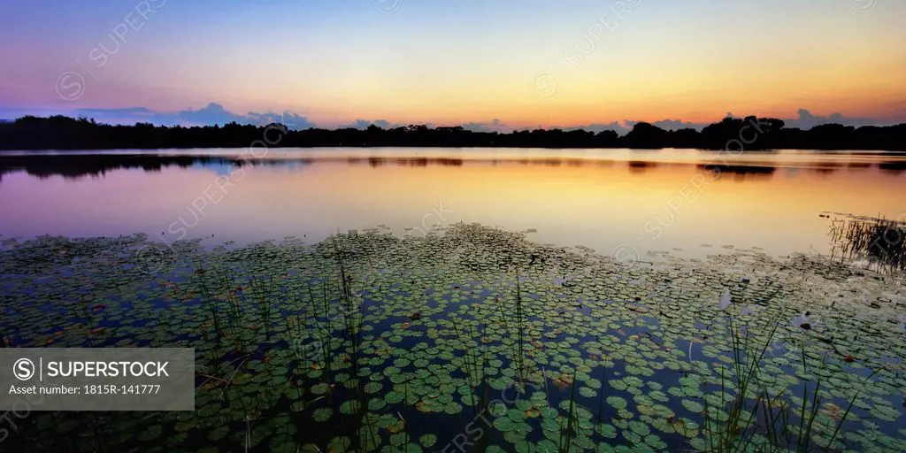 USA, Florida, Maitland, View of Lake Destiny at sunset