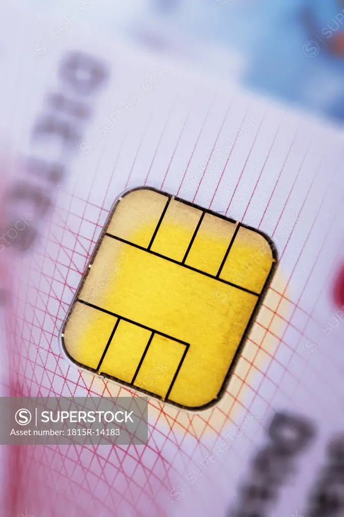 Credit card chip, close-up