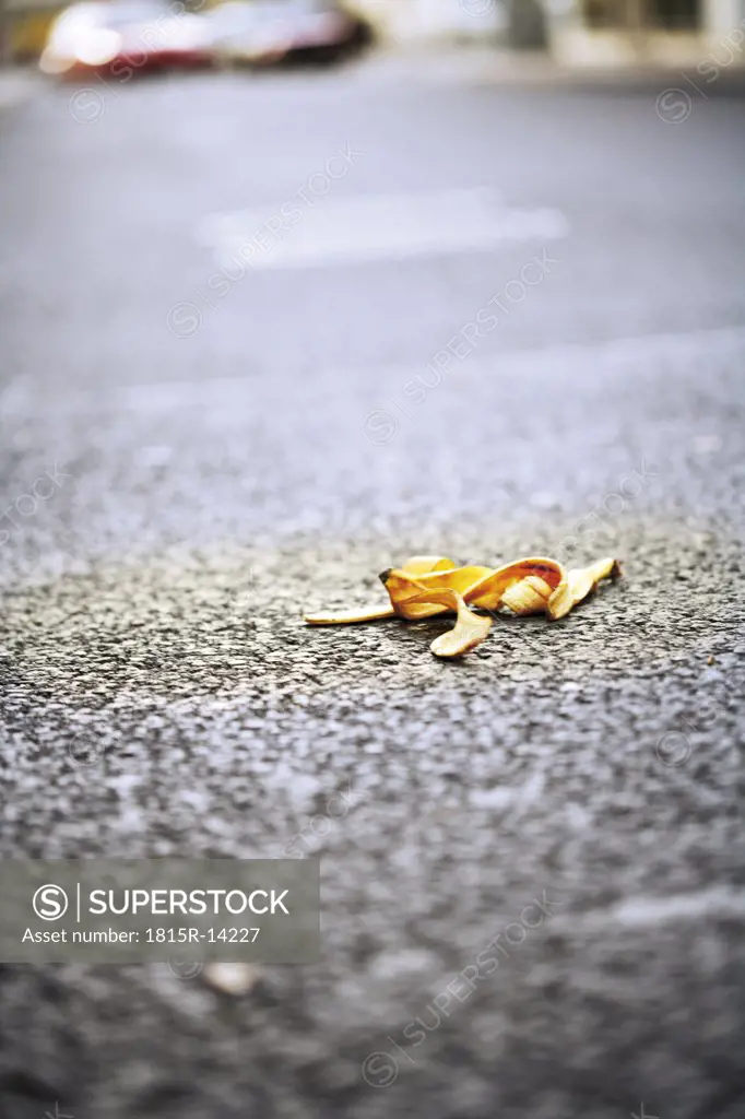 Banana peel lying on street