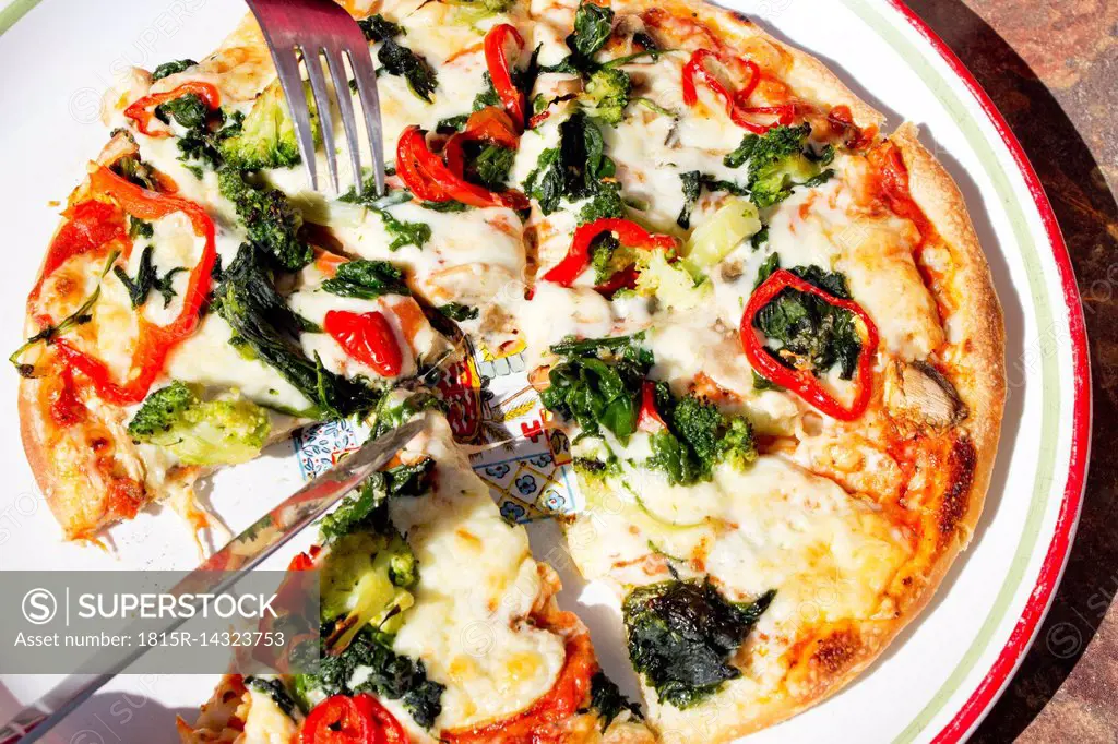Vegetarian pizza on plate