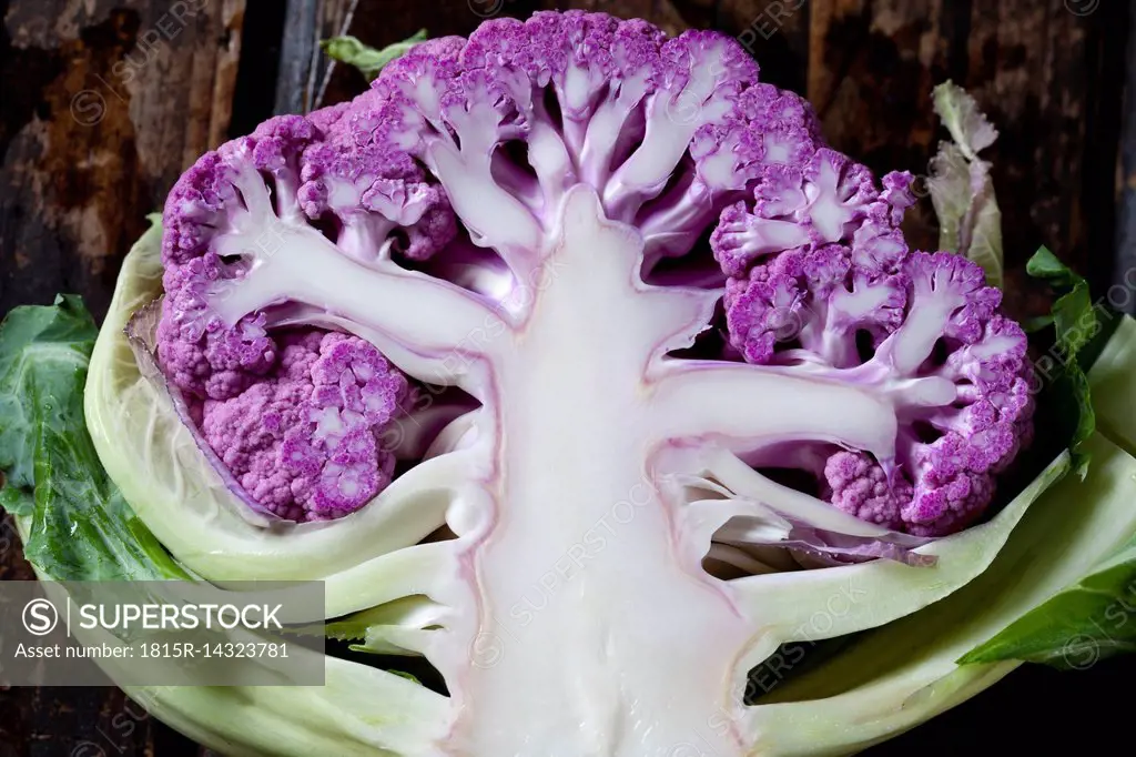 Half of purple cauliflower, close-up