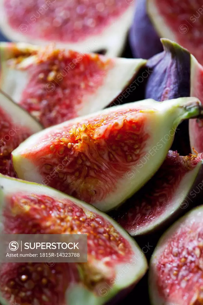 Quarters of fresh figs, close-up