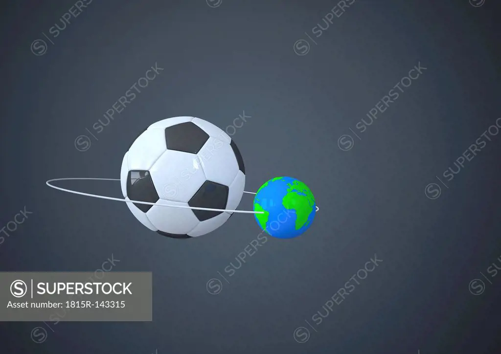 Illustration of planet and football, close up