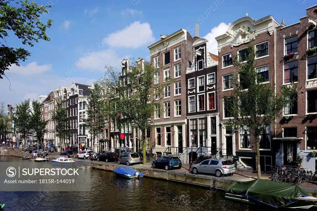 Netherlands, Amsterdam, Oude Zijds Voorburgwall,typical historic buildings