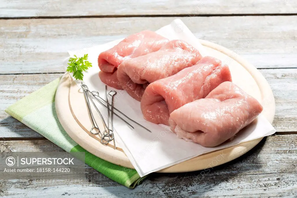 Pork roulades on plate