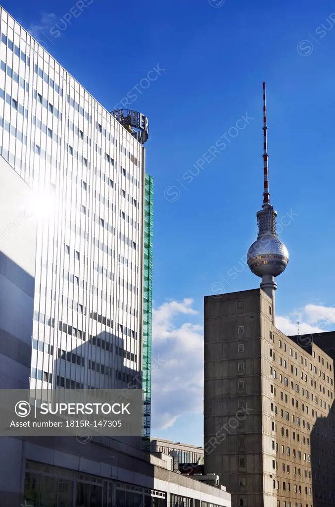 Germany, Berlin, Berlin-Mitte, publishing house Berliner Verlag, industrialized apartment block and TV tower