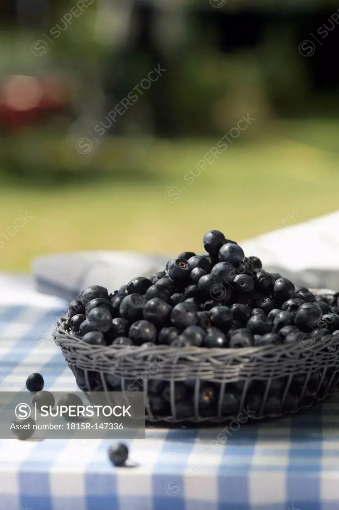 Blueberries on garden table