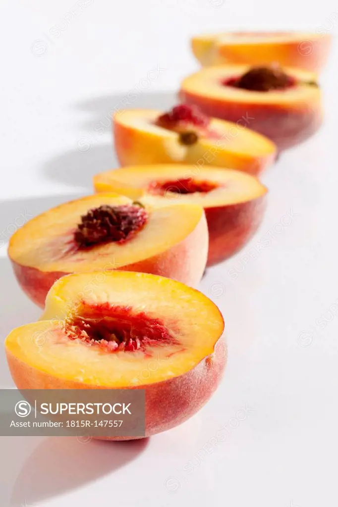 Halved peaches