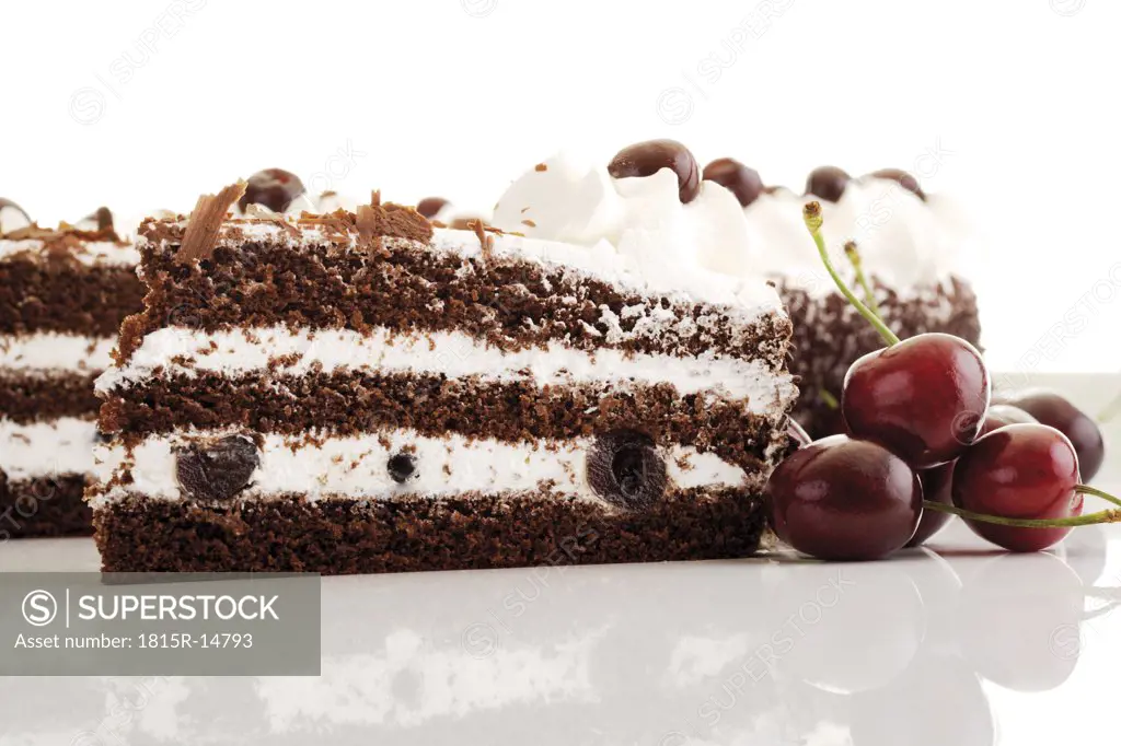 Black Forest Cake and fresh cherries