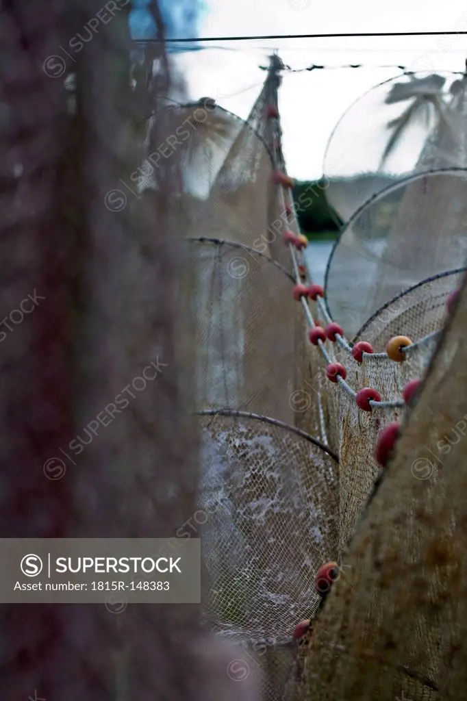 Denmark, Langeland, drying fishnets