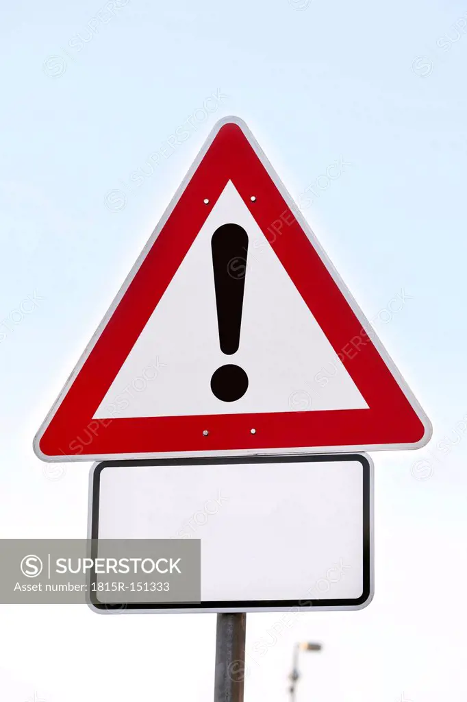 Give way traffic sign with exclamation mark