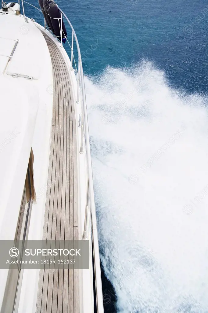 Italy, Sardinia, Planks of yacht deck