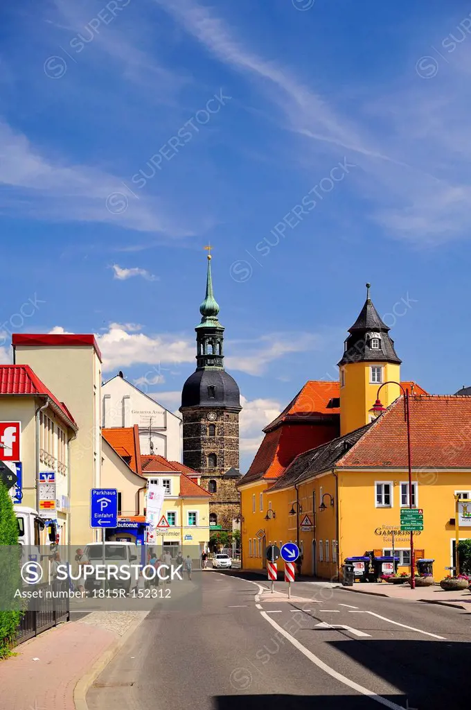 Germany, Saxony, Bad Schandau, Townscape with St. Johannis Church