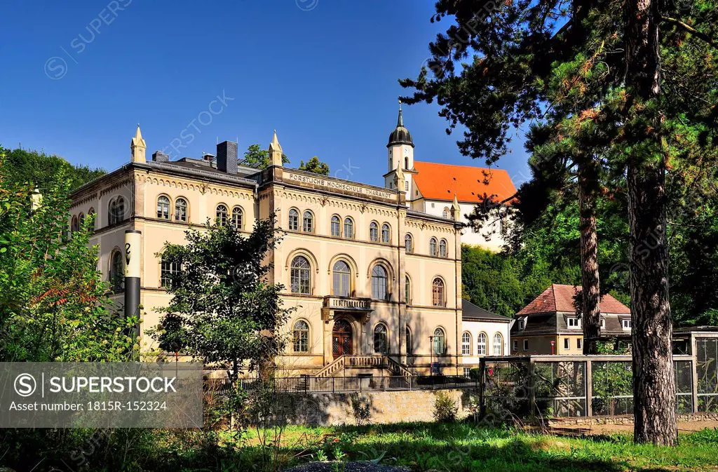 Germany, Saxony, Tharandt, Academy of Forestry and parish church