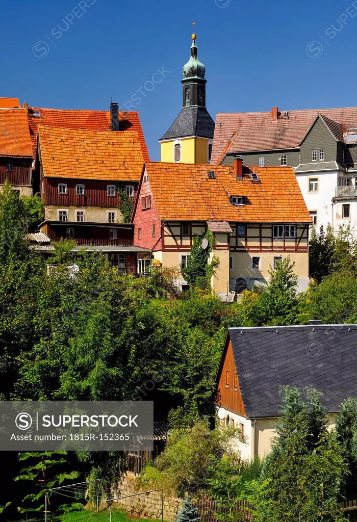 Germany, Saxony, Hohnstein, Townscape with parish church