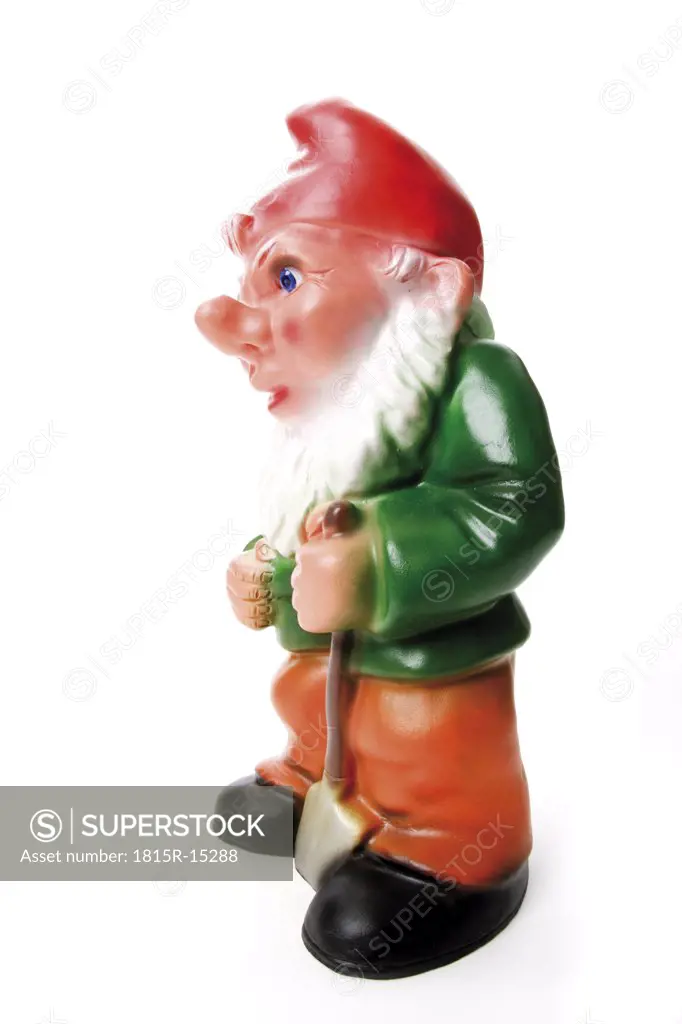 Garden gnome with spade, close-up