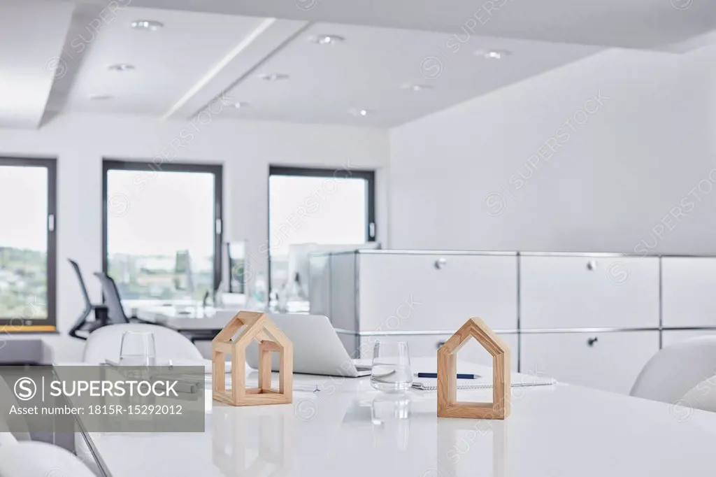 Architectural models on desk in office