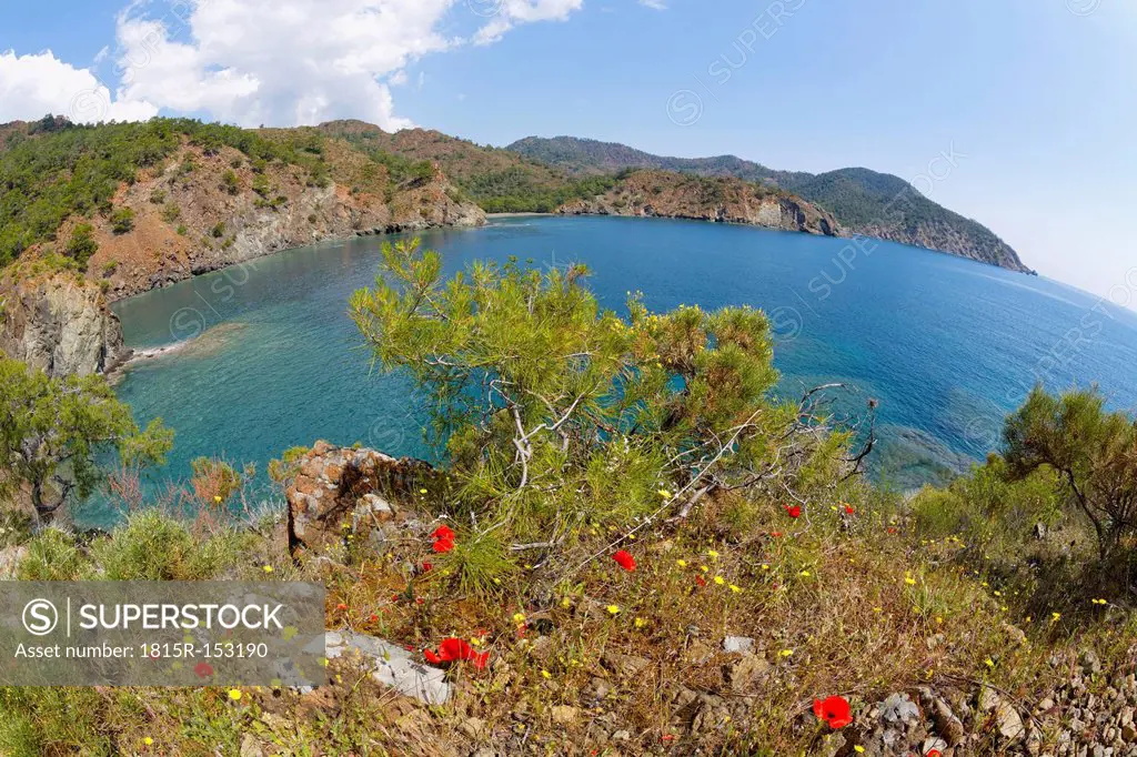 Turkey, Lycia, Olympos National Park, view over coast