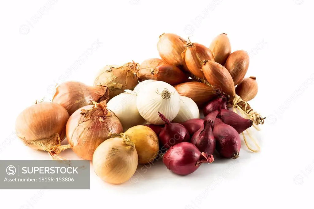 Variety of onions, close up