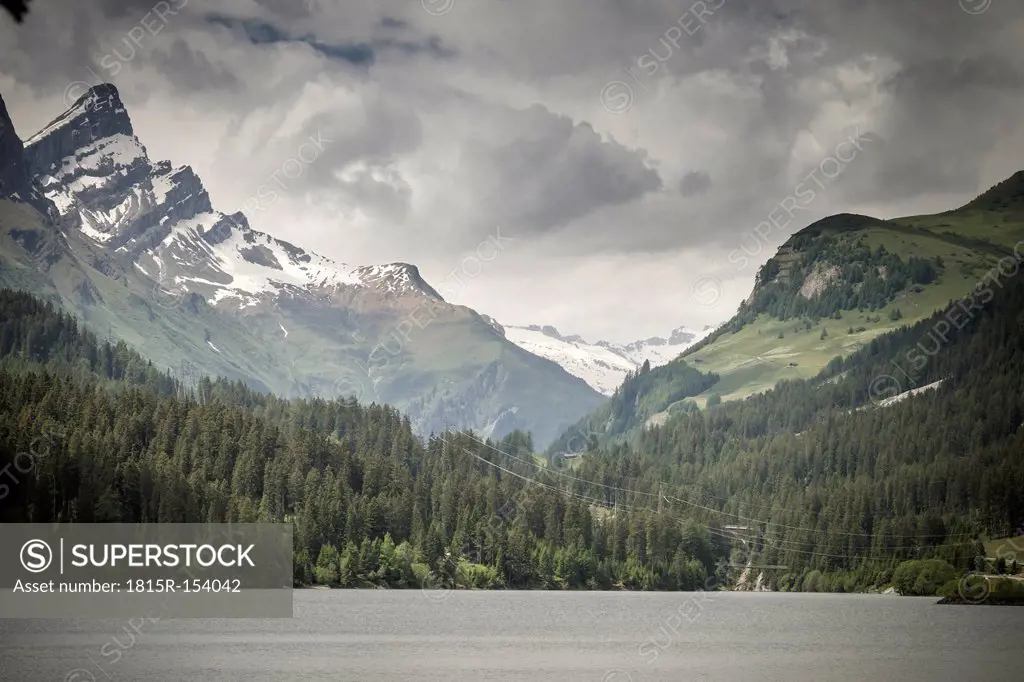 Switzerland, swiss alps at Rodi-Fiesso with lake