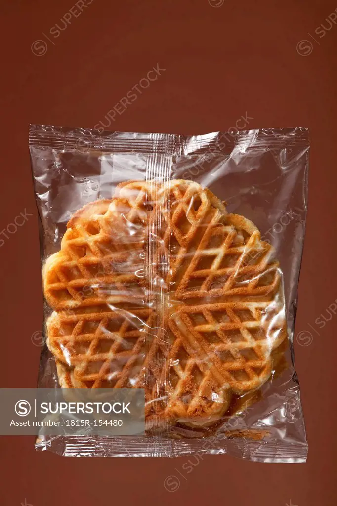 Waffles in transparent plastic wrapping