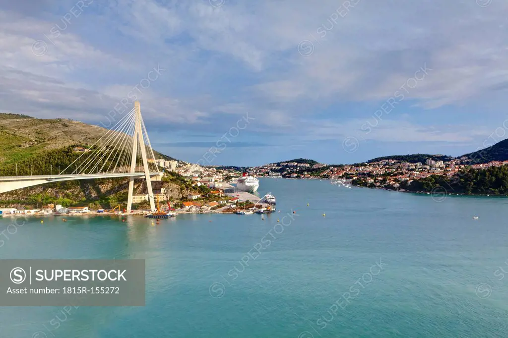 Croatia, Dubrovnik, View of Franio Tudjman Bridge