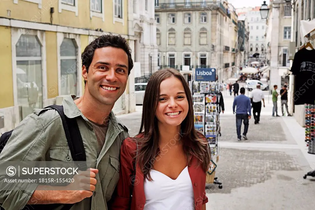 Portugal, Lisboa, Baixa, Rossio, portrait of young couple