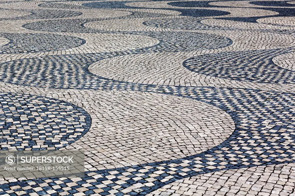 Portugal, Lisbon, Belem, cobblestones, mosaic at Padrao dos Descobrimentos