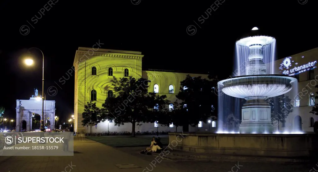 Germany; Bavaria, Munich, University at night