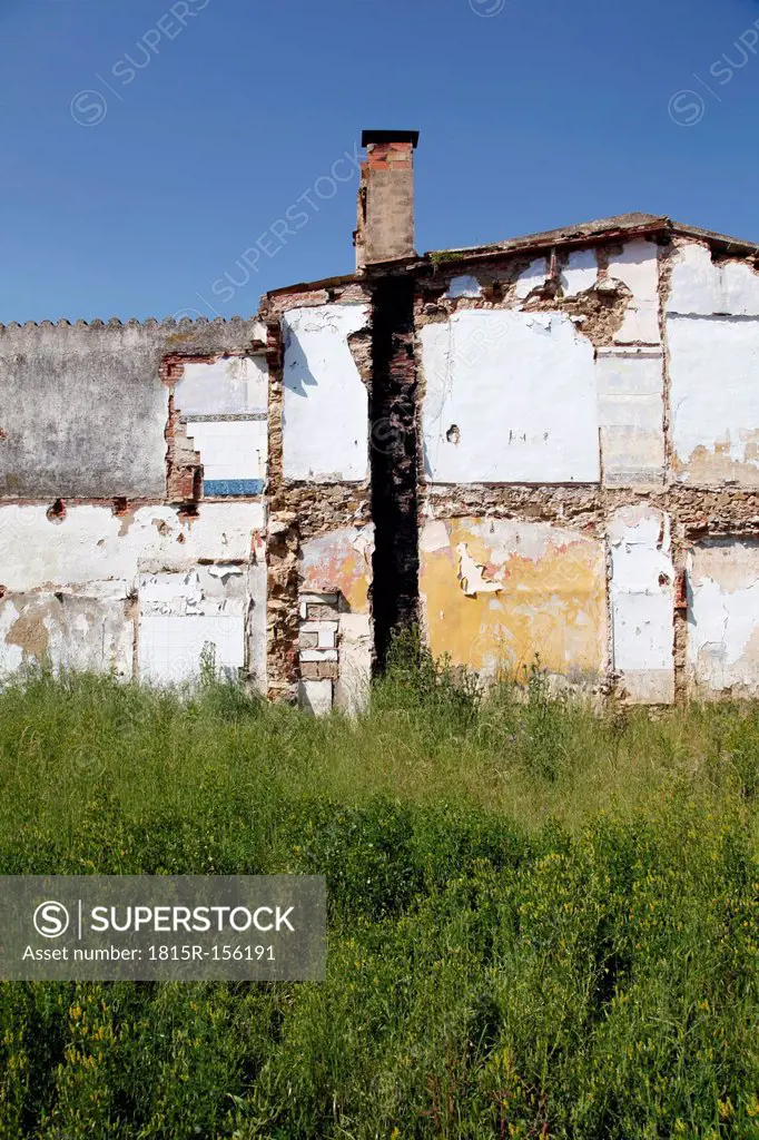 Spain, Catalonia, Decaying house with plants