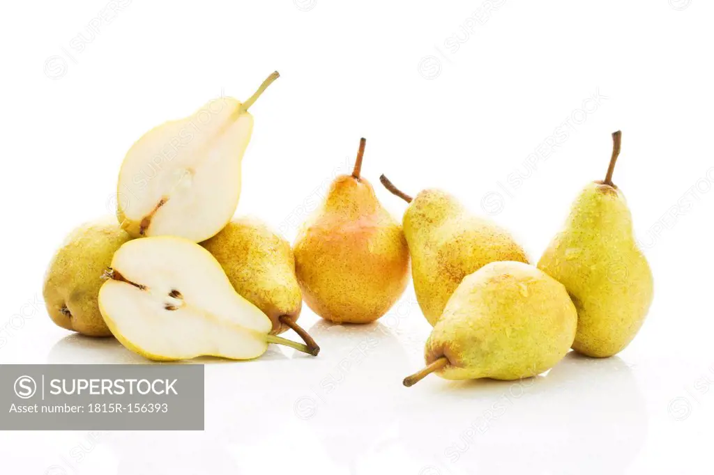 Williams pears, white background