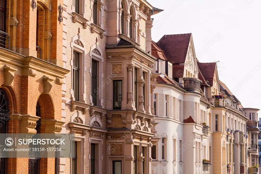 Germany, Saxony-Anhalt, Halle, Row of restored town houses