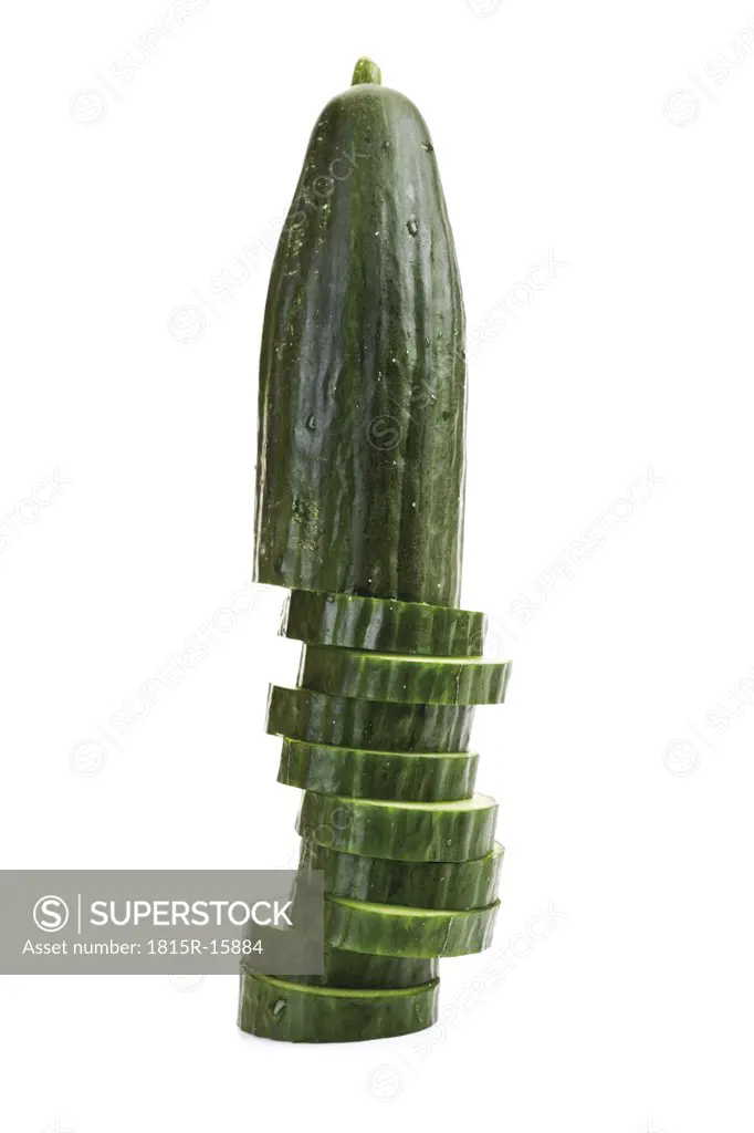 Cucumber slices, stacked, close-up