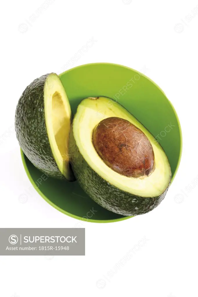 Avocado in bowl, cross section