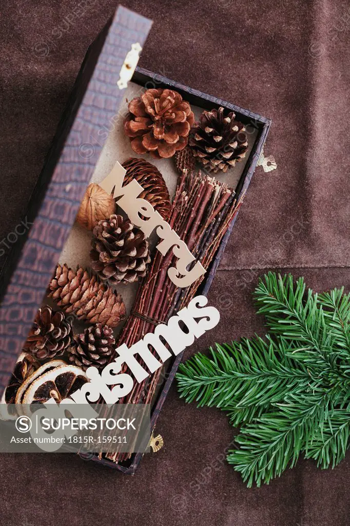 Christmas decoration on rustic leather