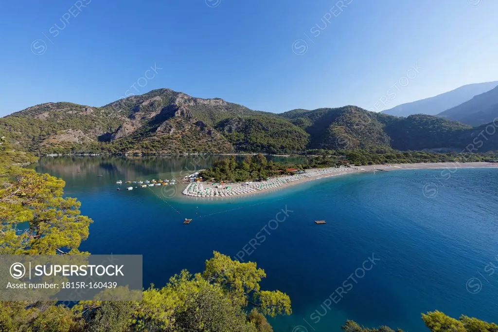 Turkey, Lycia, Beach and lagoon of Oeluedeniz