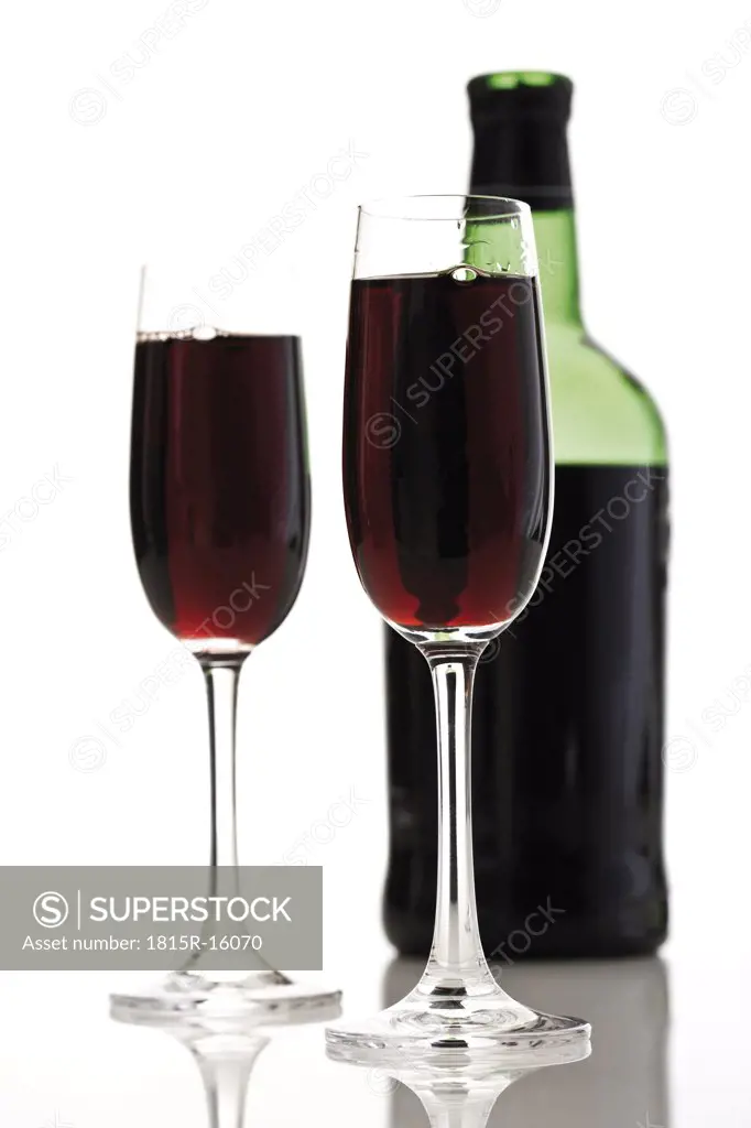 Port wine and wine bottle