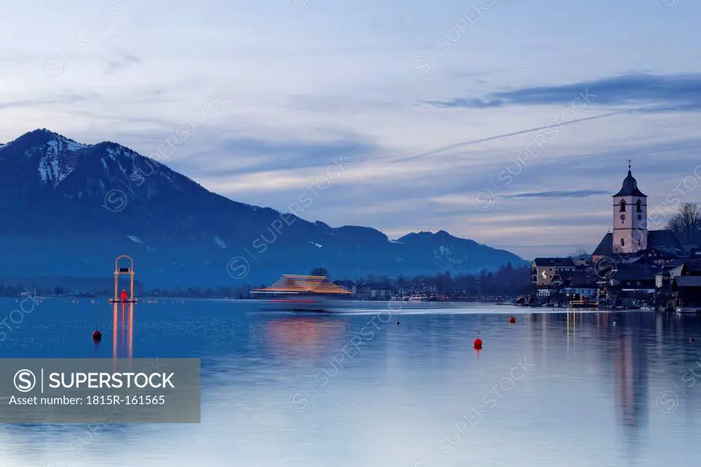 Austria, Salzburg State, Salzkammergut, St. Wolfgang at Lake Wolfgangsee. peace light, lantern
