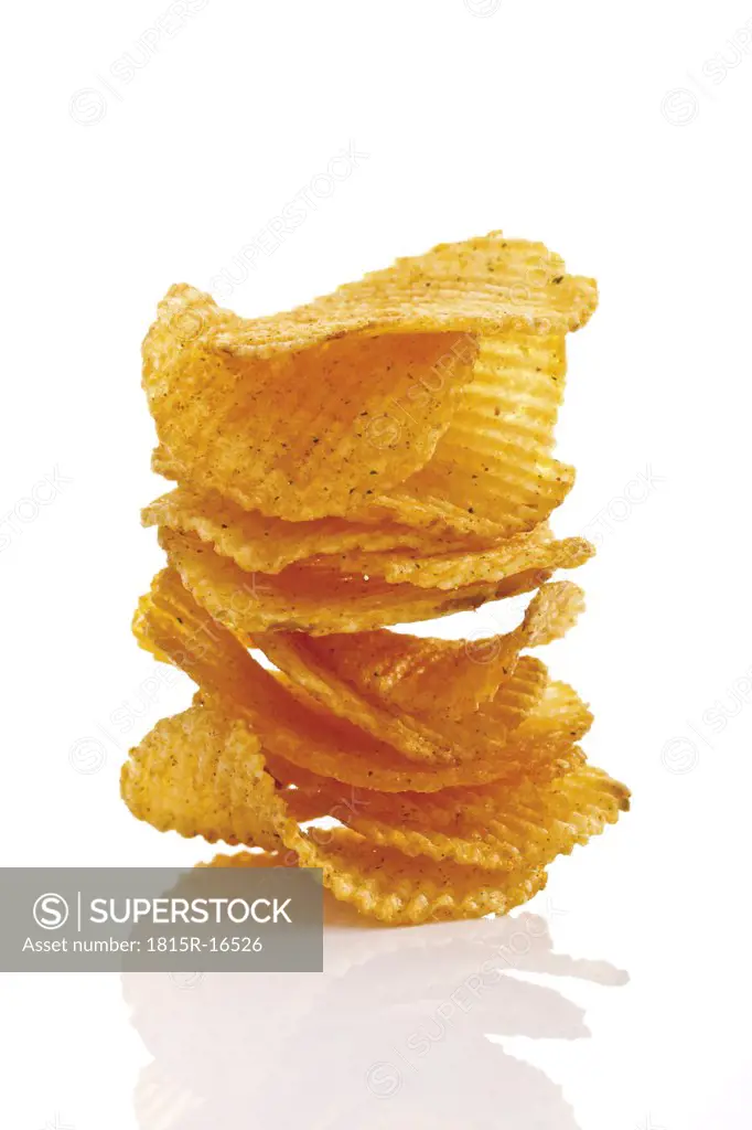 Stack of Potato chili chips, close-up