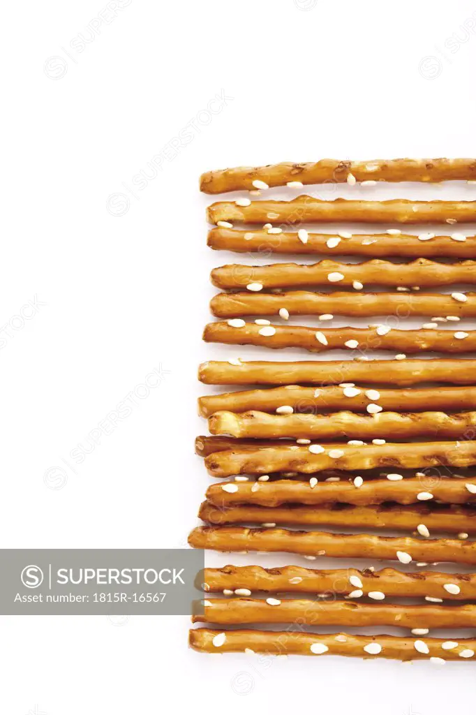 Saltsticks in a row, elevated view