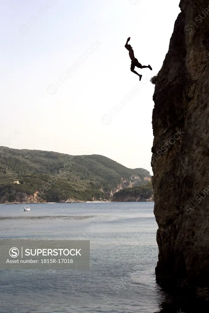 Greece, Korfu, Cliff jumping