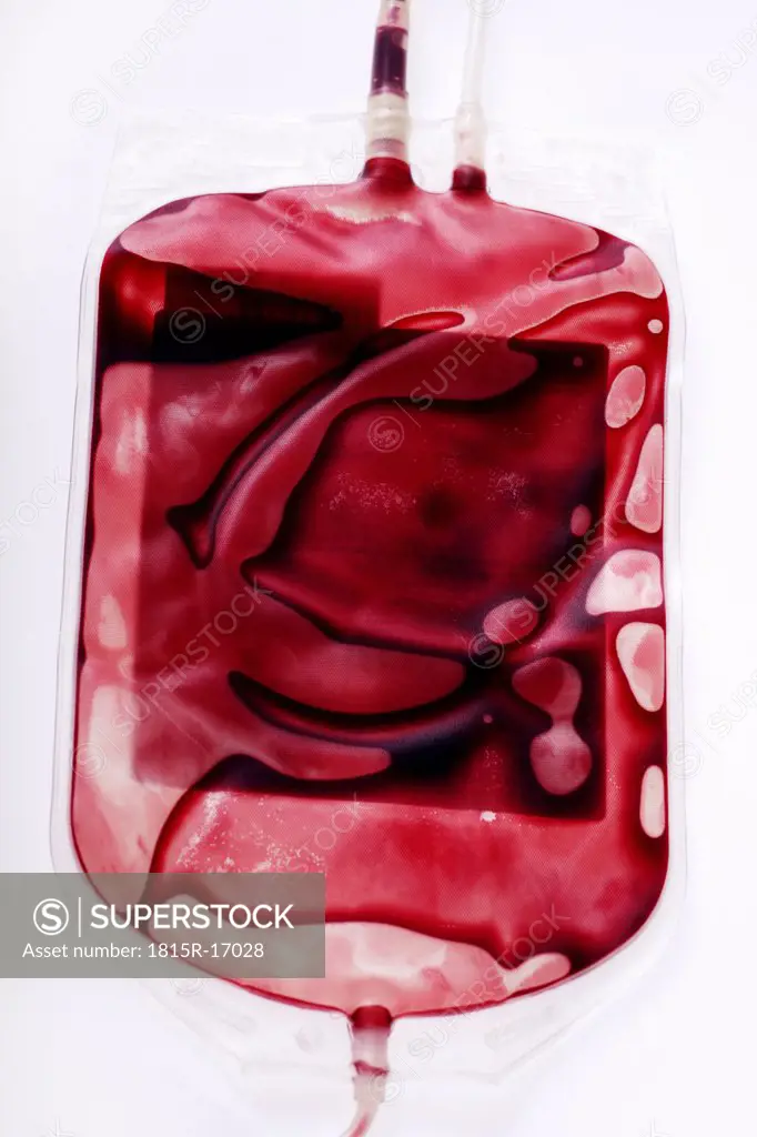 Hospital blood bag, close-up
