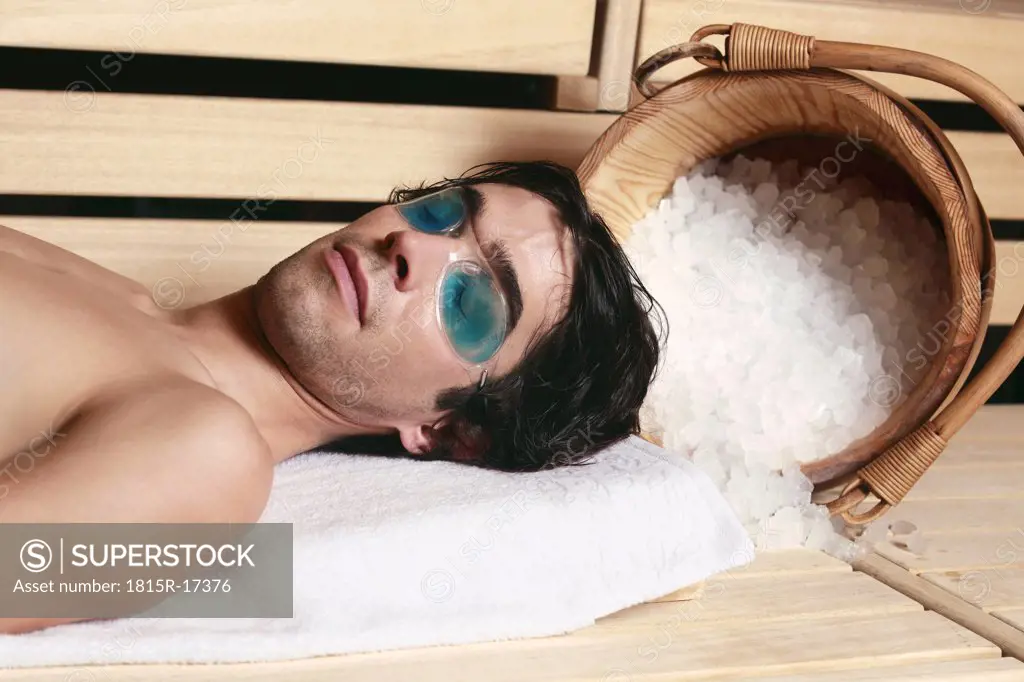 Man relaxing in sauna