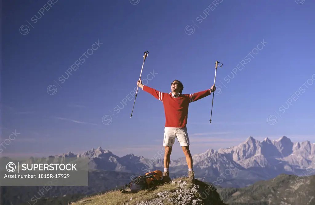 Man on top of the mountains, Salzburger Land, Austria