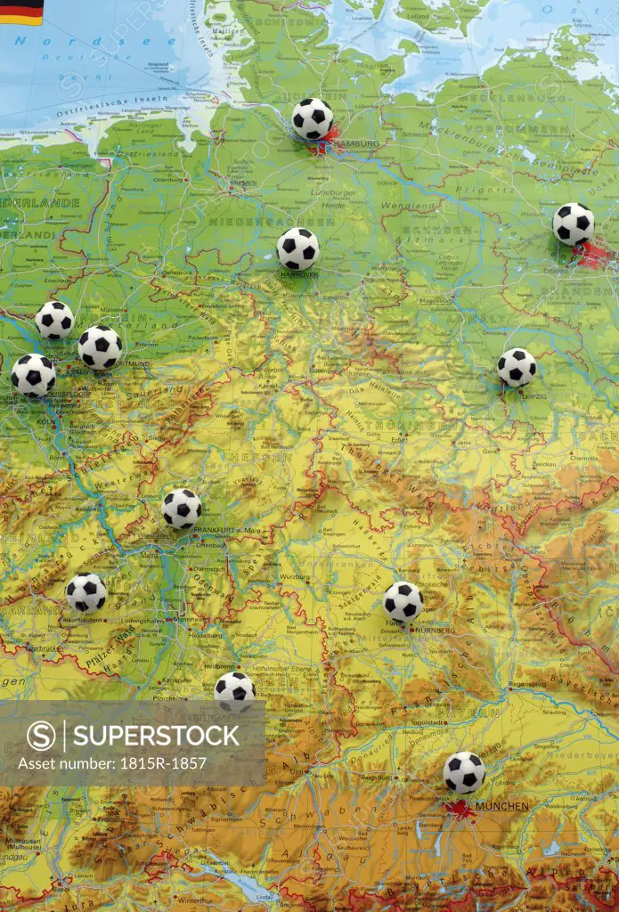 Soccer ball on map
