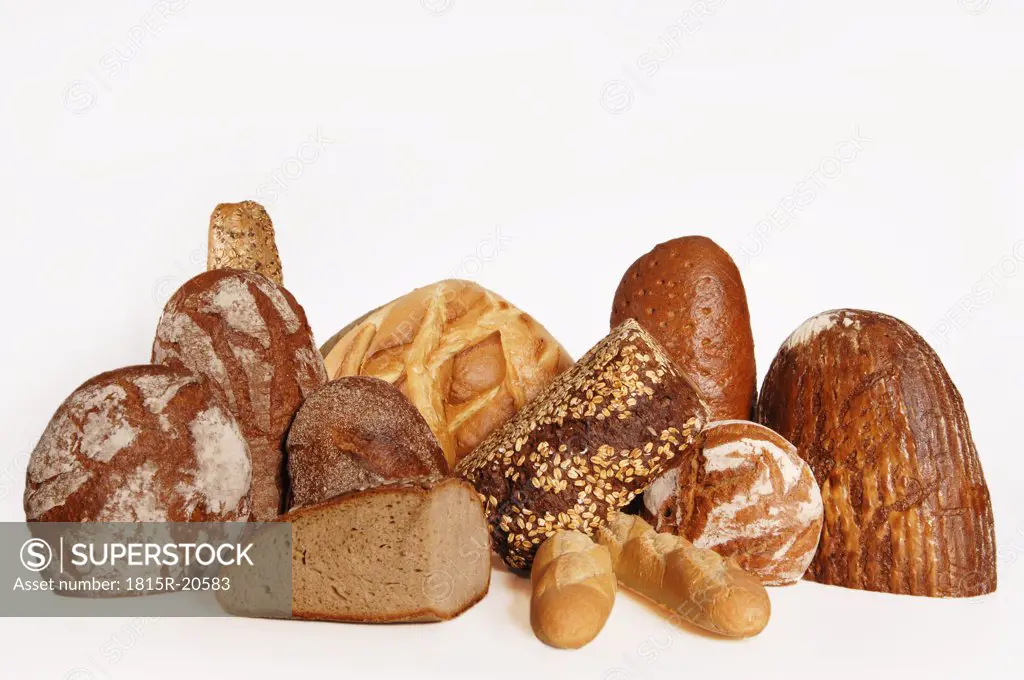 Various sorts of bread, close-up